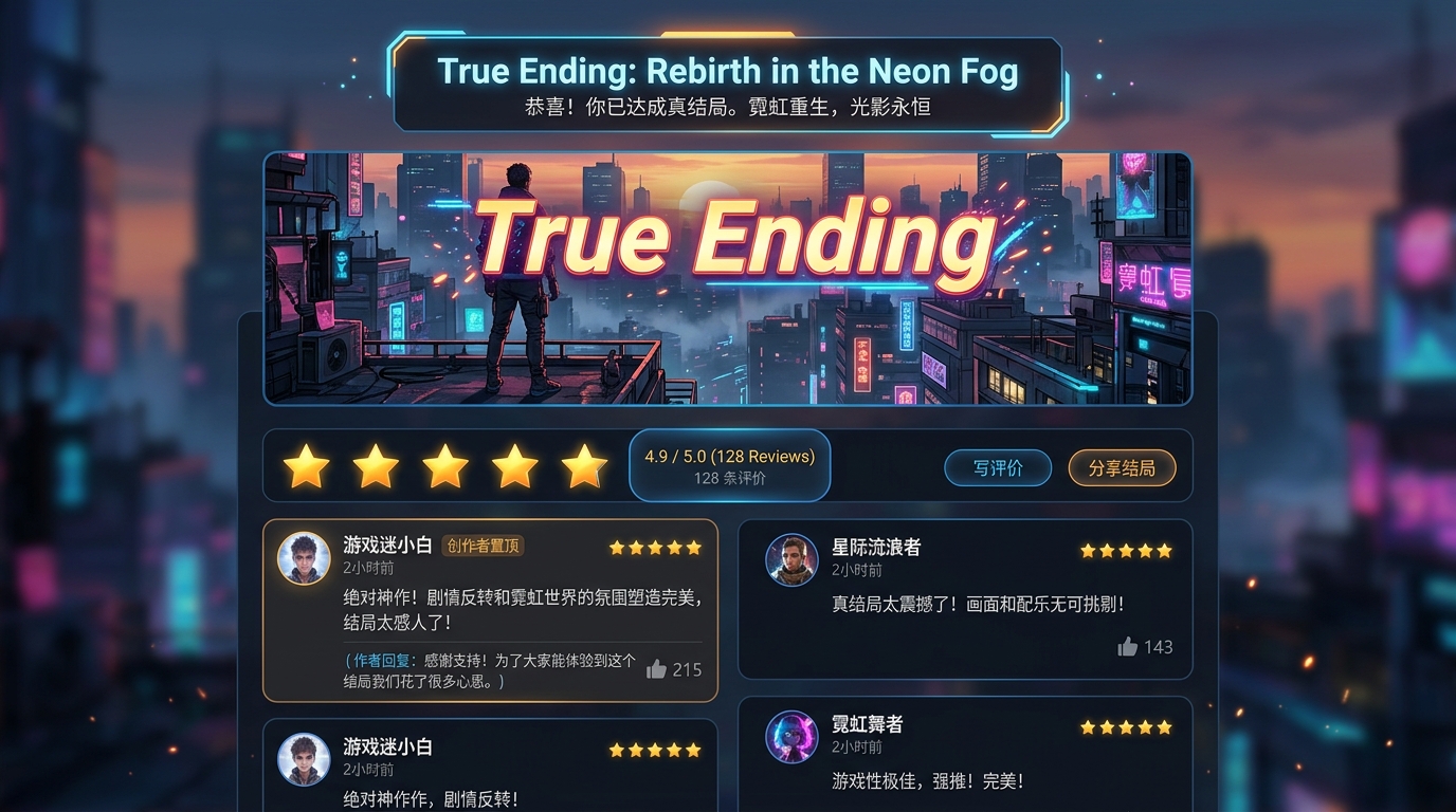 结局通关打分组件 RatingWidget 与读者长评社区生态