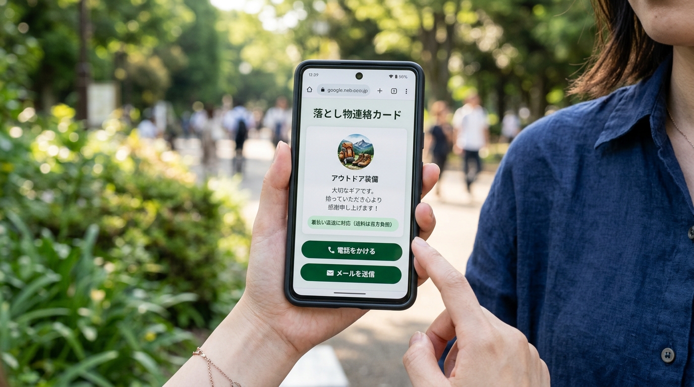 スマホでスキャンした際に表示される所有者連絡カード