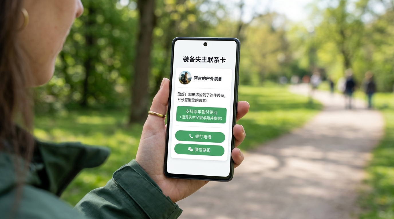 手机扫码后弹出的失主联系卡与顺丰到付说明